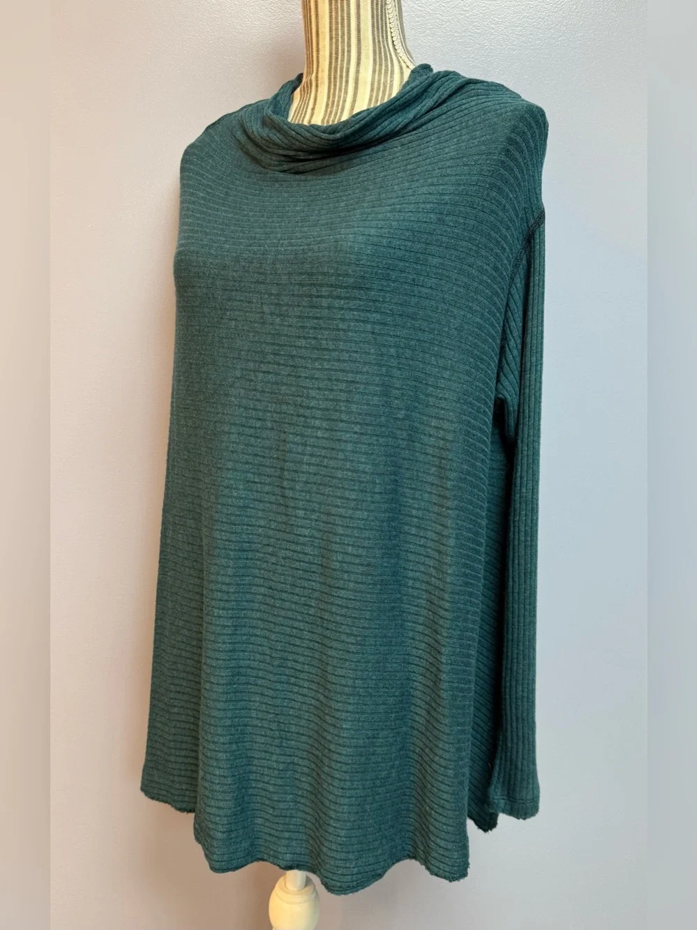 We The Free FP Love Split Open-Back cowl neck knit top in Deep Teal size M